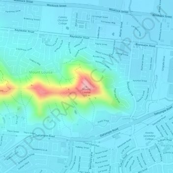 Mapa topográfico Mount Louisa, altitude, relevo