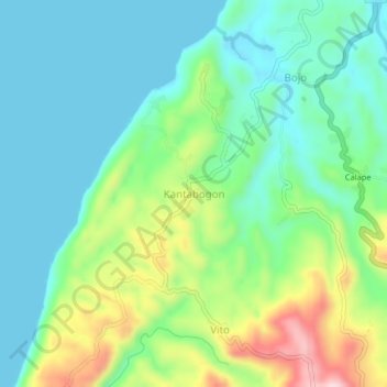 Mapa topográfico Kantabogon, altitude, relevo