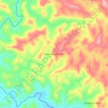 Mapa topográfico Vereda Cucurucho, altitude, relevo