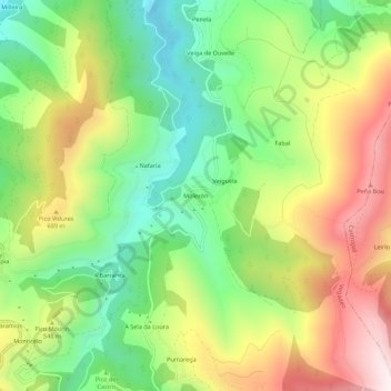 Mapa topográfico Molexón, altitude, relevo