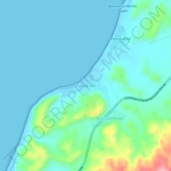 Mapa topográfico Punta Sal, altitude, relevo