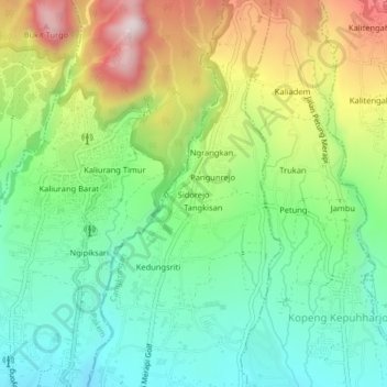 Mapa topográfico Sidorejo, altitude, relevo