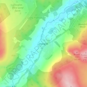 Mapa topográfico Douglas, altitude, relevo