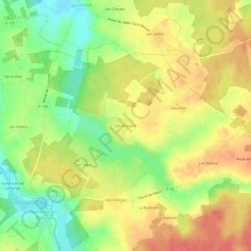 Mapa topográfico Les Mussots, altitude, relevo