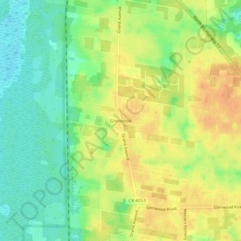 Mapa topográfico Glenwood, altitude, relevo