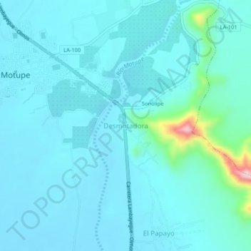 Mapa topográfico Desmotadora, altitude, relevo