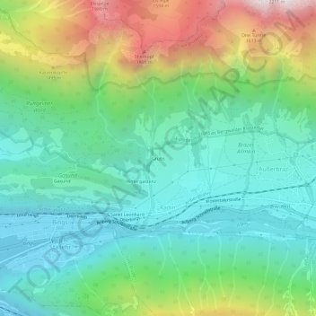 Mapa topográfico Grubs, altitude, relevo