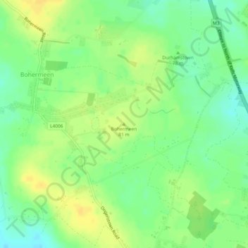 Mapa topográfico Bohermeen, altitude, relevo