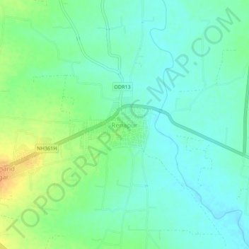 Mapa topográfico Renapur, altitude, relevo