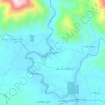 Mapa topográfico Tubaon, altitude, relevo