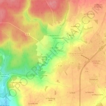 Mapa topográfico Le Gué, altitude, relevo