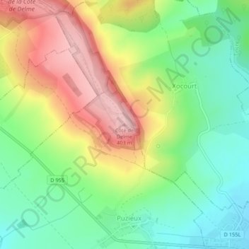 Mapa topográfico Côte de Delme, altitude, relevo