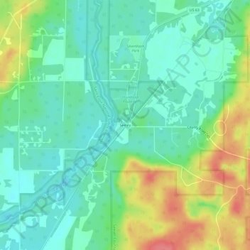 Mapa topográfico Seeley, altitude, relevo