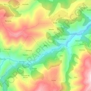 Mapa topográfico Selce, altitude, relevo