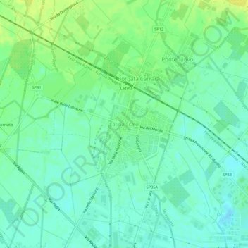 Mapa topográfico Latina Scalo, altitude, relevo