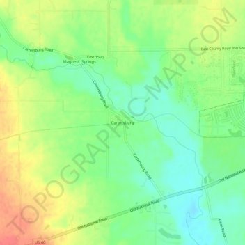 Mapa topográfico Cartersburg, altitude, relevo