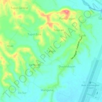 Mapa topográfico Calayo, altitude, relevo