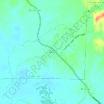 Mapa topográfico Patin-ay, altitude, relevo