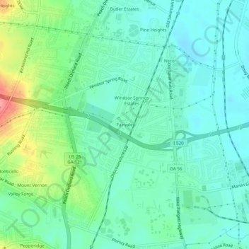 Mapa topográfico Fairvale, altitude, relevo