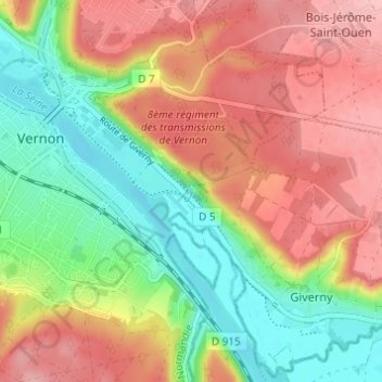 Mapa topográfico Manitôt, altitude, relevo