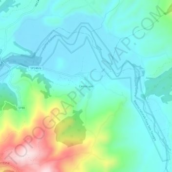 Mapa topográfico Cerrocupo, altitude, relevo