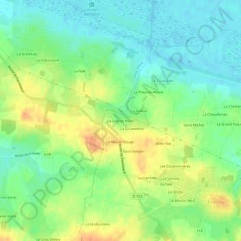Mapa topográfico La Grande Noue, altitude, relevo