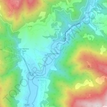 Mapa topográfico Castel San Felice, altitude, relevo