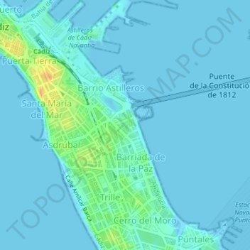 Mapa topográfico Parque del Gadir, altitude, relevo
