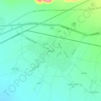 Mapa topográfico لجران, altitude, relevo