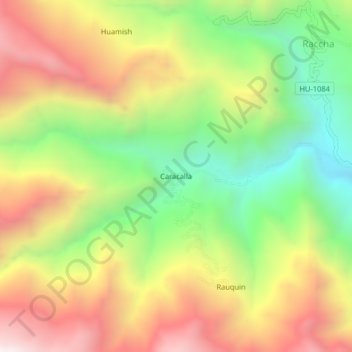 Mapa topográfico Caracalla, altitude, relevo