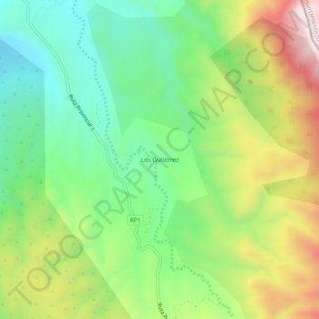 Mapa topográfico Los Gutiérrez, altitude, relevo