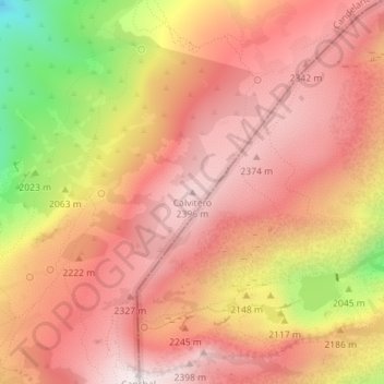 Mapa topográfico Calvitero, altitude, relevo