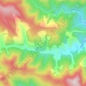 Mapa topográfico Quintela, altitude, relevo