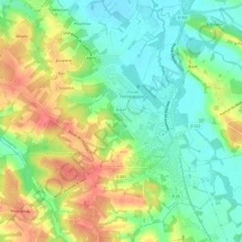 Mapa topográfico Billau, altitude, relevo
