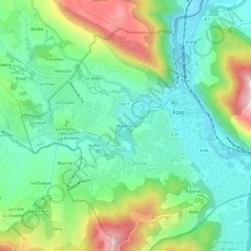 Mapa topográfico Moulinery, altitude, relevo