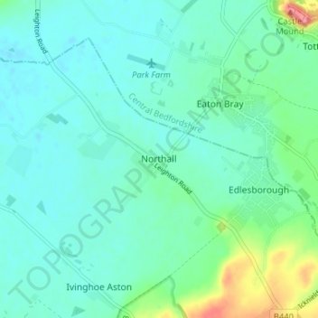 Mapa topográfico Northall, altitude, relevo