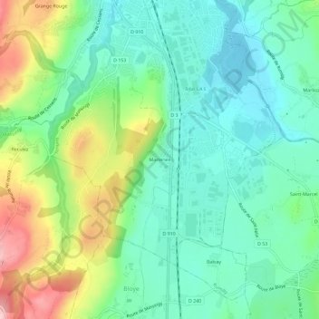 Mapa topográfico Martenex, altitude, relevo