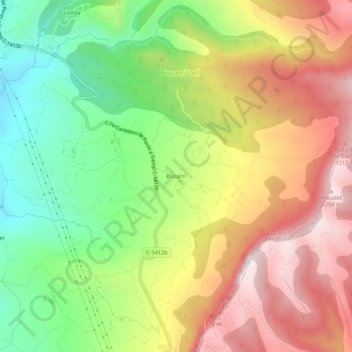 Mapa topográfico Biscarri, altitude, relevo