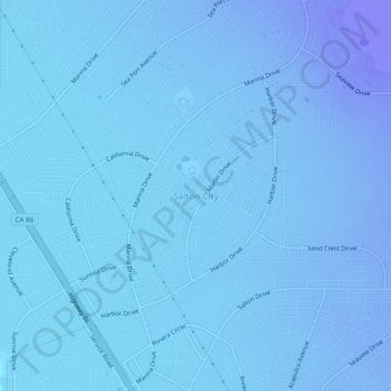 Mapa topográfico Salton City, altitude, relevo