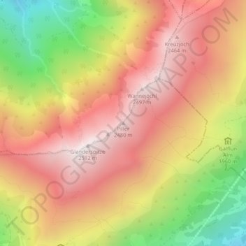 Mapa topográfico Piller, altitude, relevo