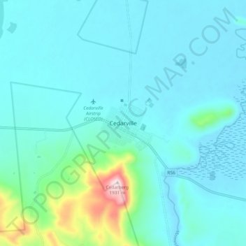 Mapa topográfico Cedarville, altitude, relevo