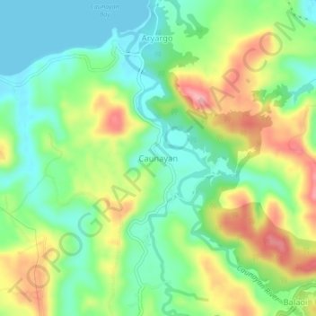 Mapa topográfico Caunayan, altitude, relevo