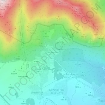 Mapa topográfico Mataelpino, altitude, relevo