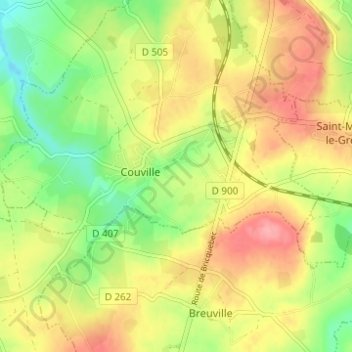 Mapa topográfico La Perrelle, altitude, relevo