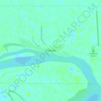 Mapa topográfico Emmonak, altitude, relevo