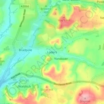 Mapa topográfico Loders, altitude, relevo