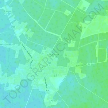 Mapa topográfico Cante-Alaude, altitude, relevo