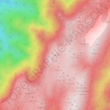 Mapa topográfico Calarilla, altitude, relevo