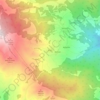 Mapa topográfico Nicelli, altitude, relevo