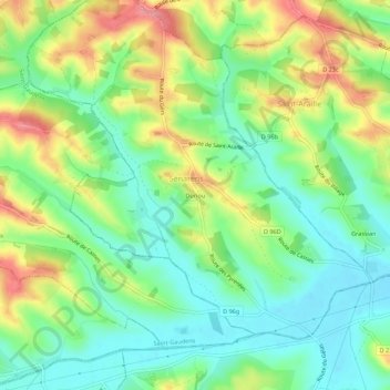 Mapa topográfico Duriou, altitude, relevo